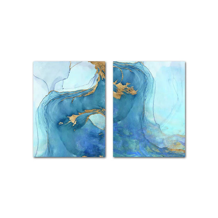 Blue Aqua Azure Marble Print Wall Art Fine Art Canvas Prints Abstract Pictures for Modern Living Room Hotel Room Home Office Decor | Skanto