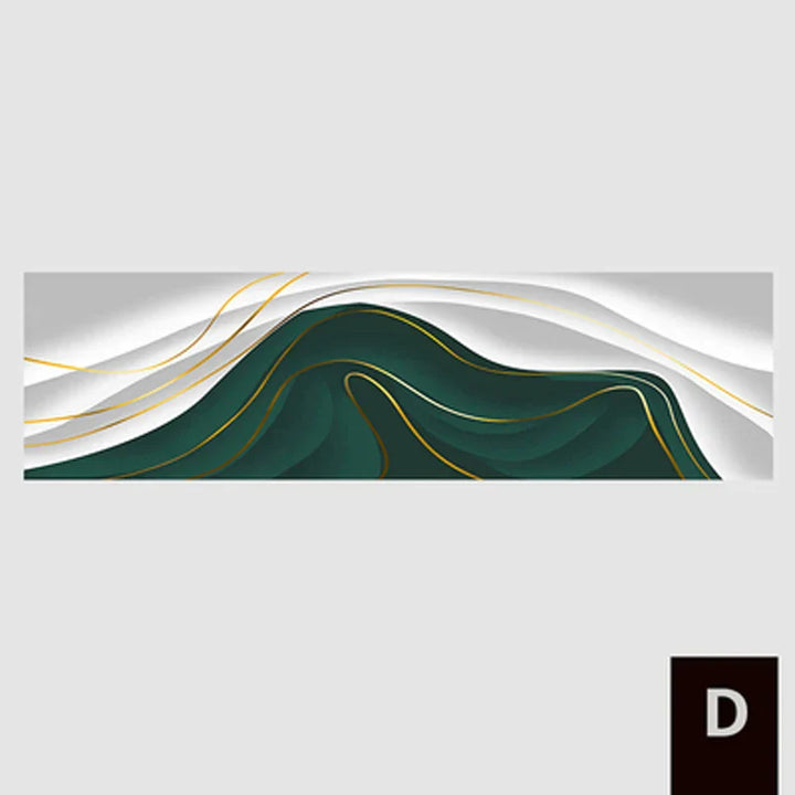 Modern Abstract Green Gray Gold Flowing Ribbon Wall Art Fine Art Canvas Prints Tall Format Pictures for Living Room Foyer Staircase Wall Decor | Skanto