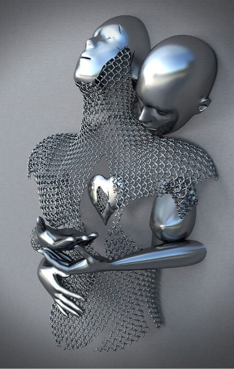 Skanto | Metallfigur Statuer Stiler Abstrakt Lærred Maleri Par Veggkunst Kjærlighet Skulptur Plakat Trykk Hjemmedekorasjon Stue Gaver