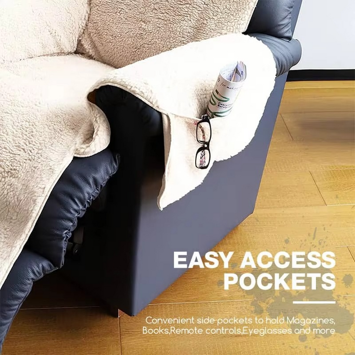 Skanto | Plush Fleece Recliner og Lenestol Beskyttelsespad – Tjukk, Antiskli Møbelovertrekk