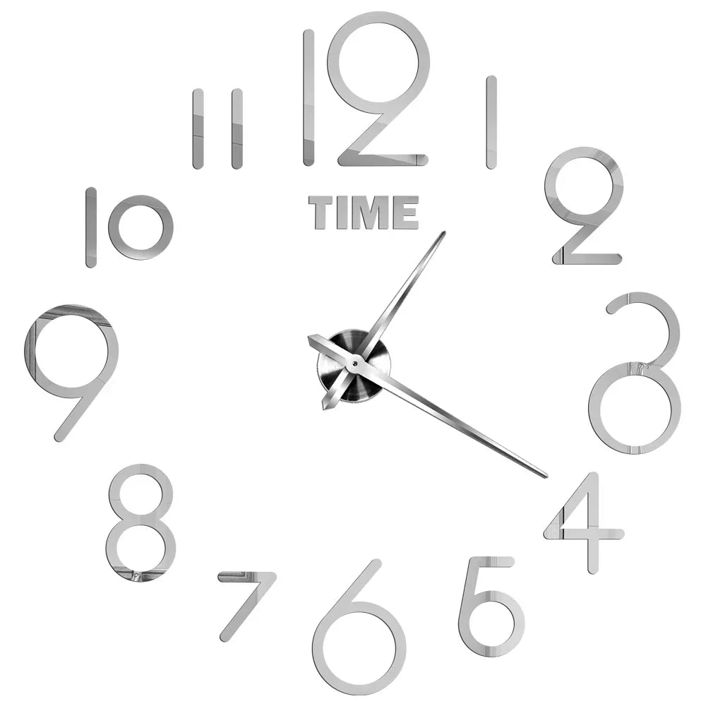 Large DIY 3D Mirror Acrylic Wall Clock for Kitchen, Dining Room, Living Room | Skanto