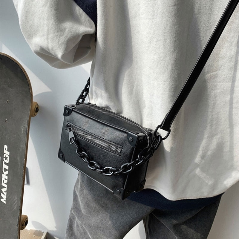 Skanto | Unisex Crossbody Kjede Lær Budveske