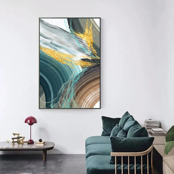 Abstract Green Brown Color Splash Wall Art Fine Art Canvas Prints Modern Colorful Pictures For Living Dining Contemporary Home Decor | Skanto