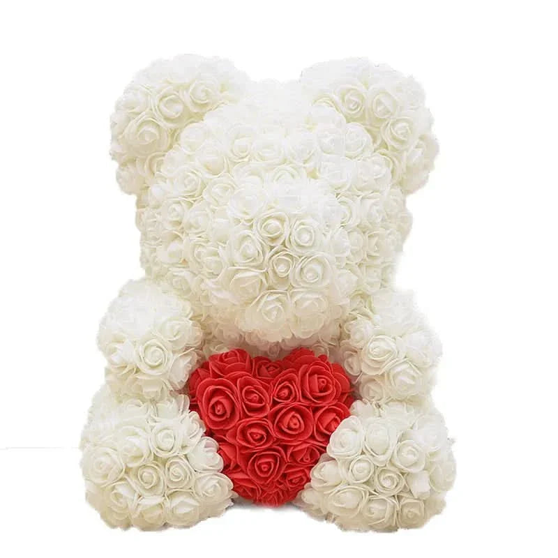 Rosen-Teddybär mit handgefertigten Schaumstoffrosen – 40 cm