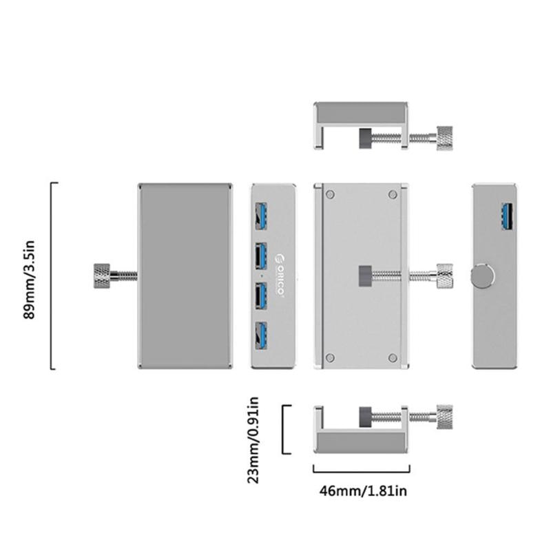 4 Port Klipp-Type USB 3.0 Aluminiums Hub | Skanto