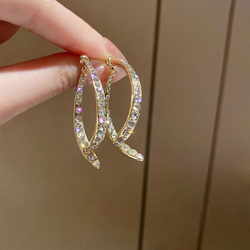 Skanto | Koreansk stil rhinestone geometriske øreringer