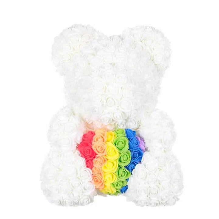 Rosen-Teddybär mit handgefertigten Schaumstoffrosen – 40 cm