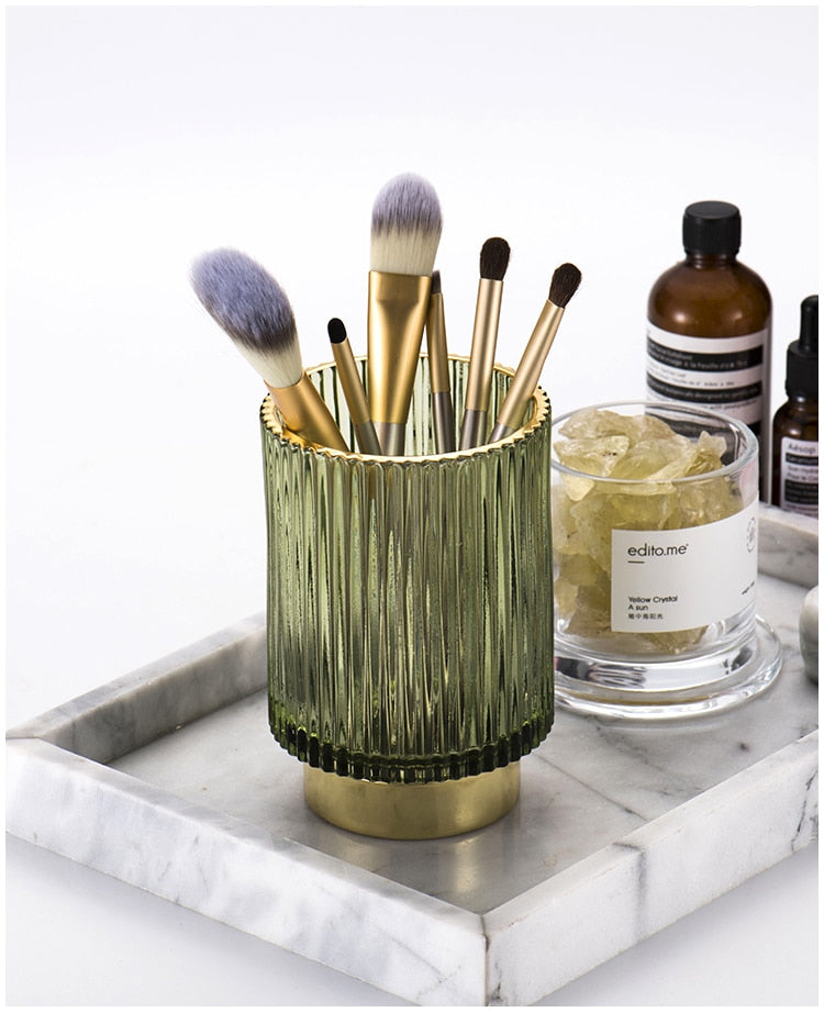 Skanto | Elise Gullfolie Glass Makeup Halter & Organizer