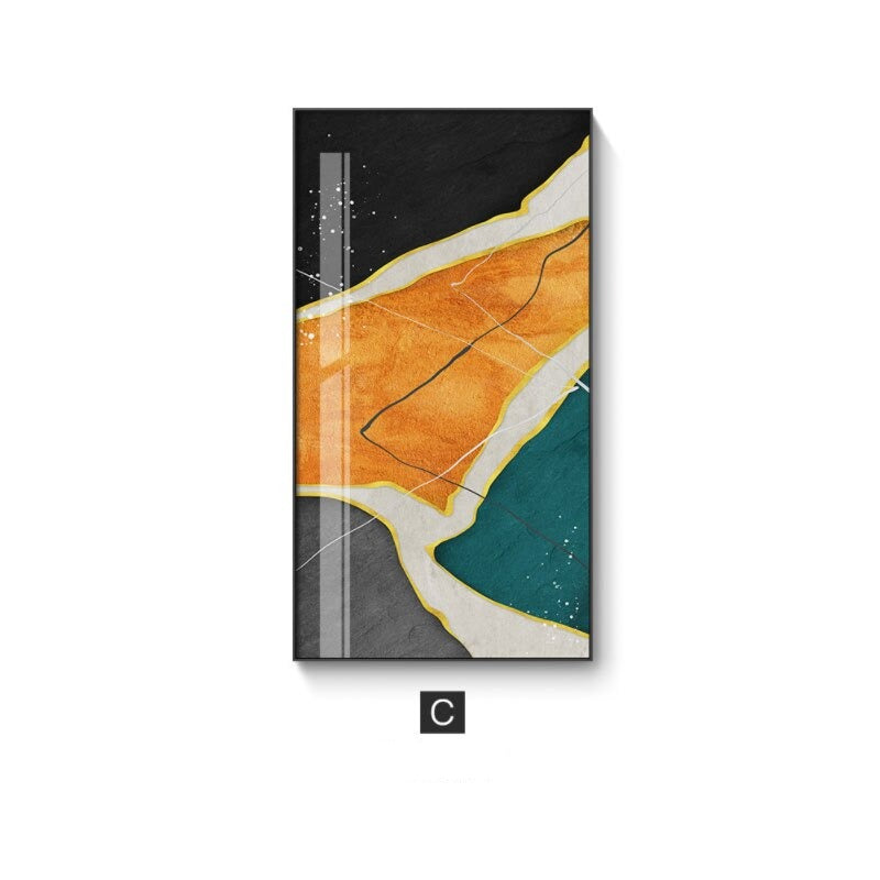 Abstract Golden Rain Vertical Format Wall Art Fine Art Canvas Print Pictures For Entrance Hall Reception Living Room Art Decor | Skanto