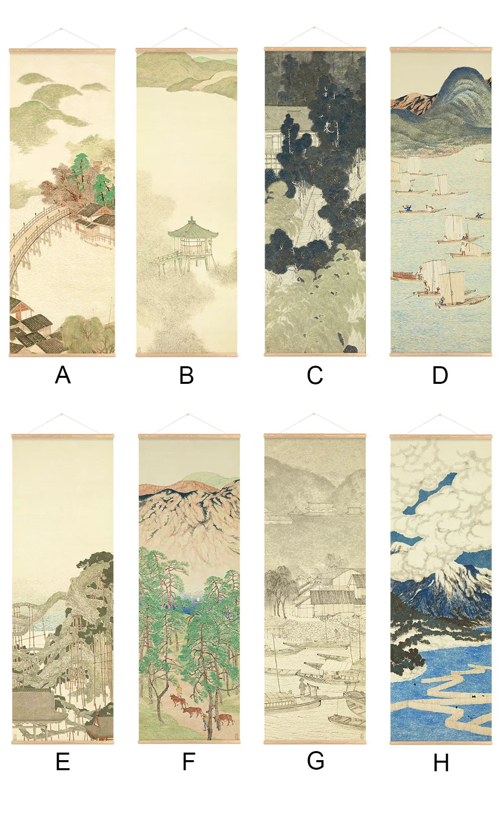 Skanto | Japansk Ou-Mi Ukiyoe Rulleskrifts Plakat Landskaps Veggkunst Bilder Stue Vintage Maleri Landhus Innredning