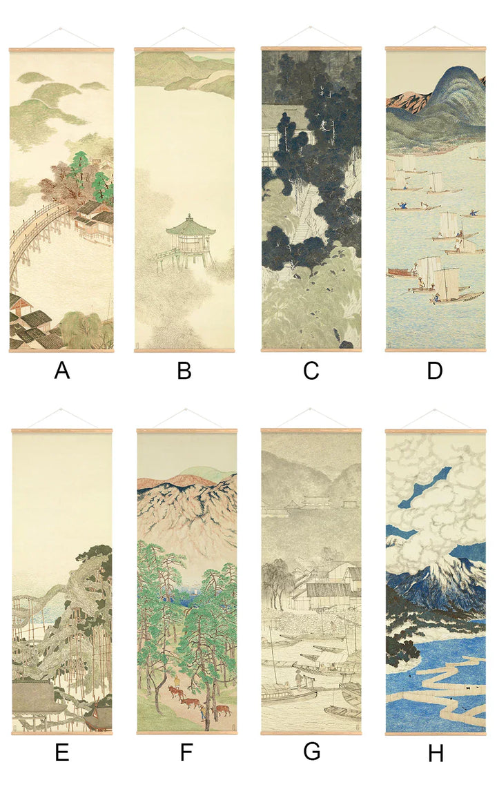 Skanto | Japansk Ou-Mi Ukiyoe Rulleskrifts Plakat Landskaps Veggkunst Bilder Stue Vintage Maleri Landhus Innredning