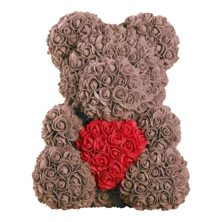 Rosen-Teddybär mit handgefertigten Schaumstoffrosen – 40 cm