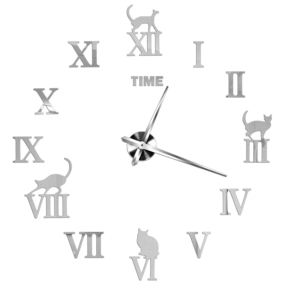 Large DIY 3D Mirror Acrylic Wall Clock for Kitchen, Dining Room, Living Room | Skanto