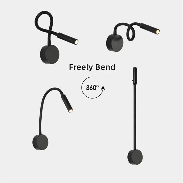 Skanto | Moderne Fleksibel LED Leselampe med Bryter for Soverom og Studie - 1W/3W