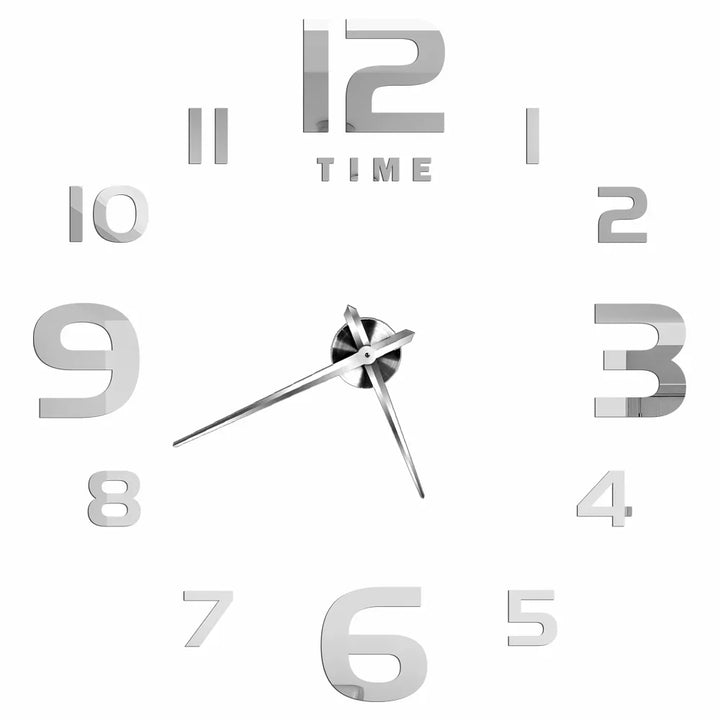 Large DIY 3D Mirror Acrylic Wall Clock for Kitchen, Dining Room, Living Room | Skanto