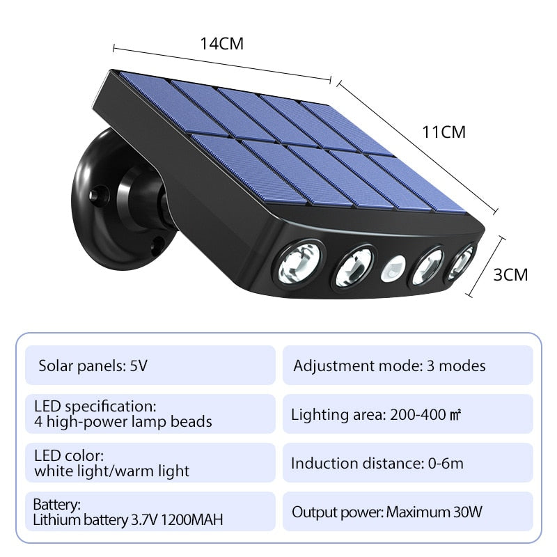 LED Solarlampe med bevegelsessensor for utendørs bruk | Skanto