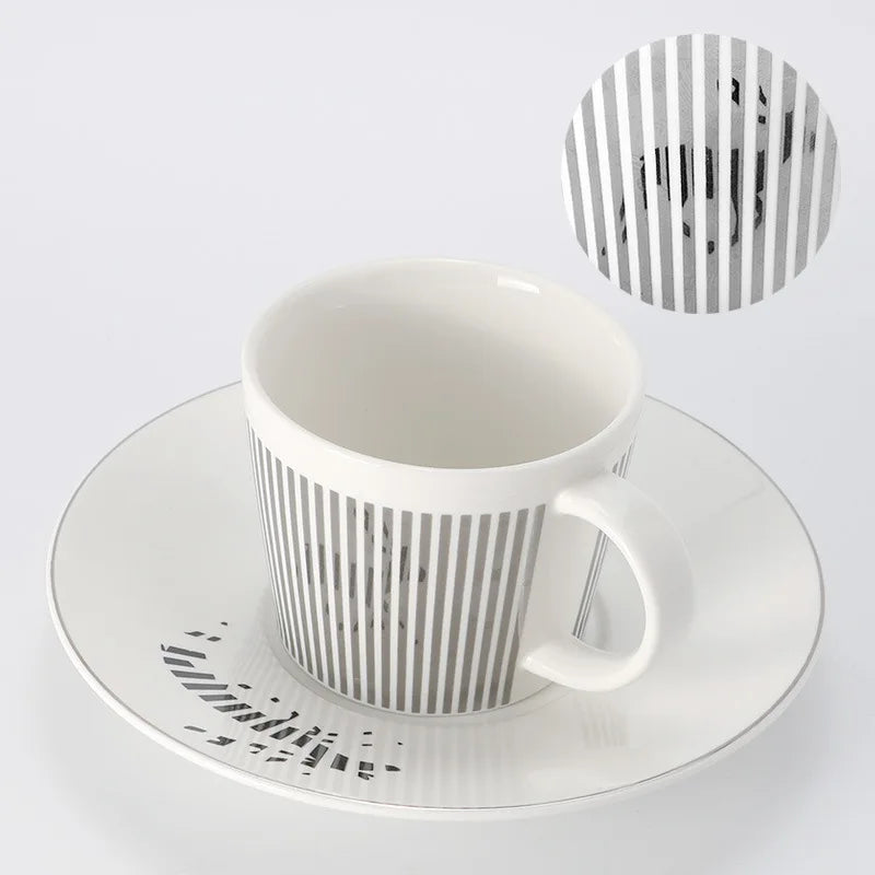 Skanto | Kreativ dynamisk SLR kopp Leopard anamorfisk zebra kopp Luycho kaffe te kopp sett med underlag 90ml-225ml