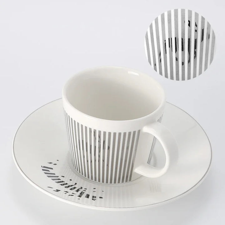 Skanto | Kreativ dynamisk SLR kopp Leopard anamorfisk zebra kopp Luycho kaffe te kopp sett med underlag 90ml-225ml