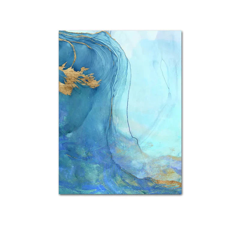 Blue Aqua Azure Marble Print Wall Art Fine Art Canvas Prints Abstract Pictures for Modern Living Room Hotel Room Home Office Decor | Skanto