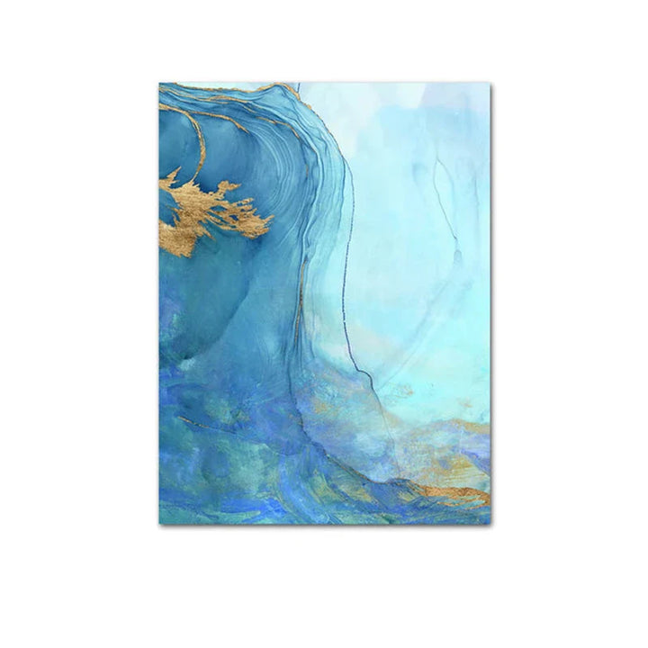 Blue Aqua Azure Marble Print Wall Art Fine Art Canvas Prints Abstract Pictures for Modern Living Room Hotel Room Home Office Decor | Skanto