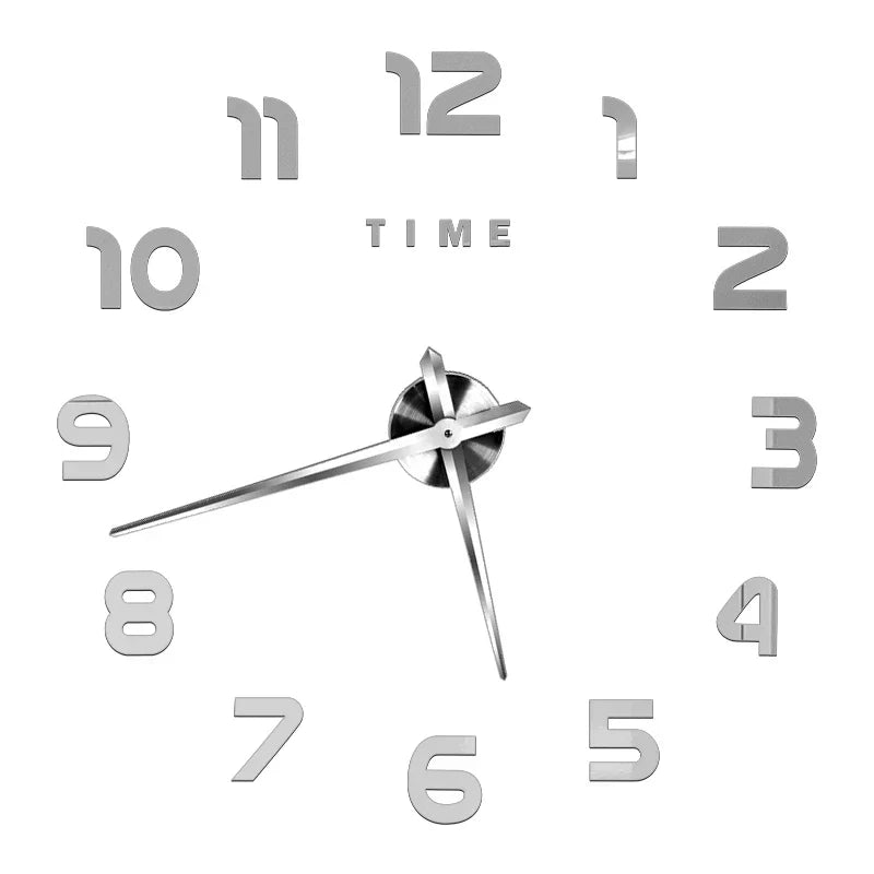 Large DIY 3D Mirror Acrylic Wall Clock for Kitchen, Dining Room, Living Room | Skanto