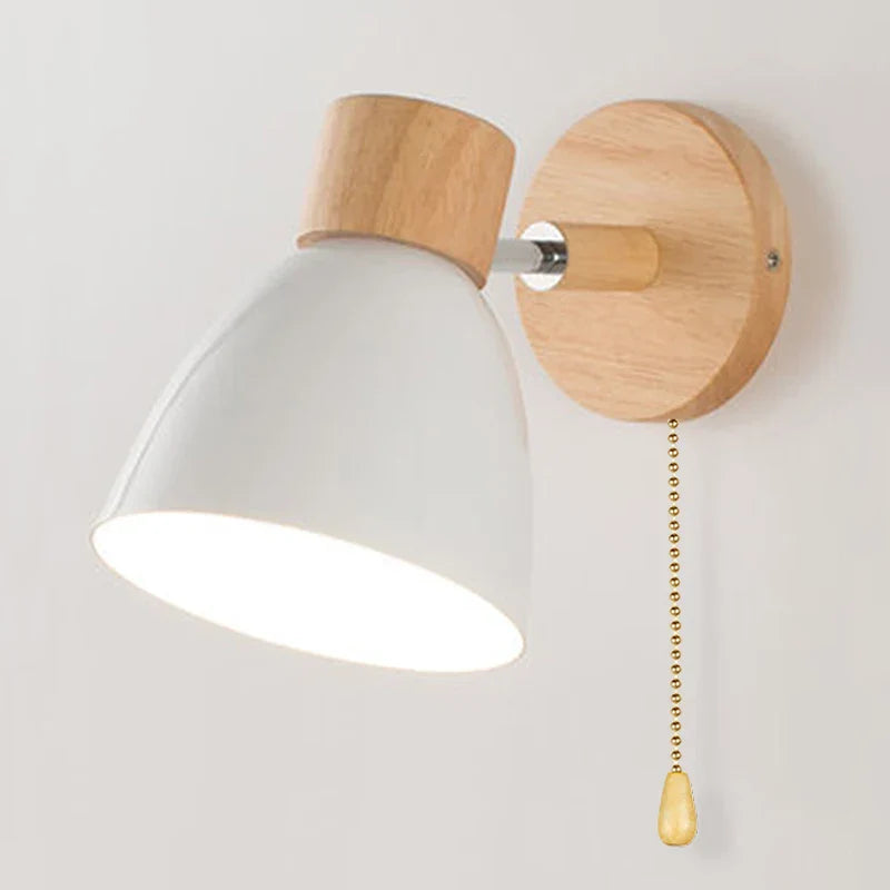 Skanto | LumoNord Makaron Vegglampe | Tre & Metall | 90° svingbar lampehode | Skandinavisk design | E27-sokkel (uten lyspære)