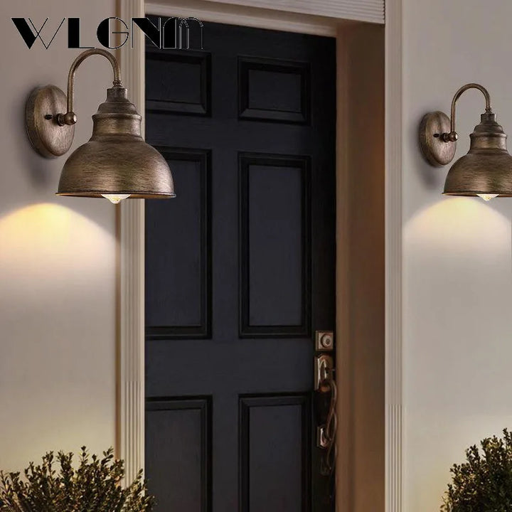 Skanto | Vanntett Retro Utendørs Hage Veranda Vegglampe: Vintage Jern Vegglampe for Korridor, Trapp, Gårdsplass, Balkong, Villa