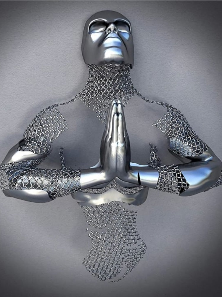 Skanto | Metallfigur Statuer Stiler Abstrakt Lærred Maleri Par Veggkunst Kjærlighet Skulptur Plakat Trykk Hjemmedekorasjon Stue Gaver