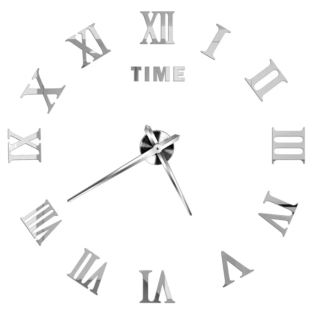 Large DIY 3D Mirror Acrylic Wall Clock for Kitchen, Dining Room, Living Room | Skanto
