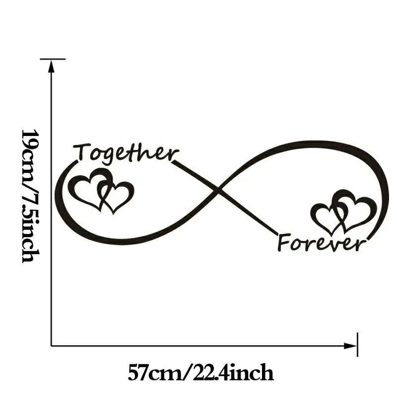 Skanto Together Forever Infinite Love Heart Wall Sticker for Bedroom Removable Peel and Stick Vinyl Wall Decal for Creative DIY Home Decor | Skanto