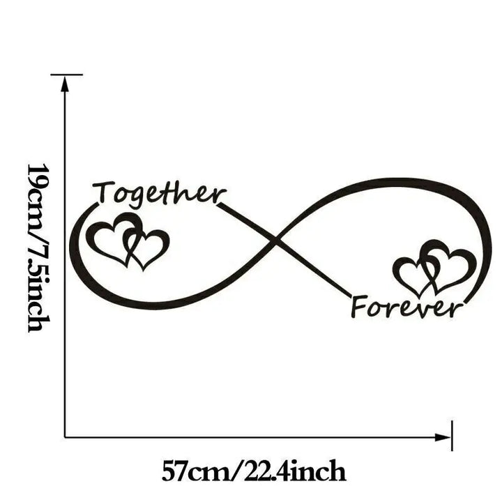 Skanto Together Forever Infinite Love Heart Wall Sticker for Bedroom Removable Peel and Stick Vinyl Wall Decal for Creative DIY Home Decor | Skanto