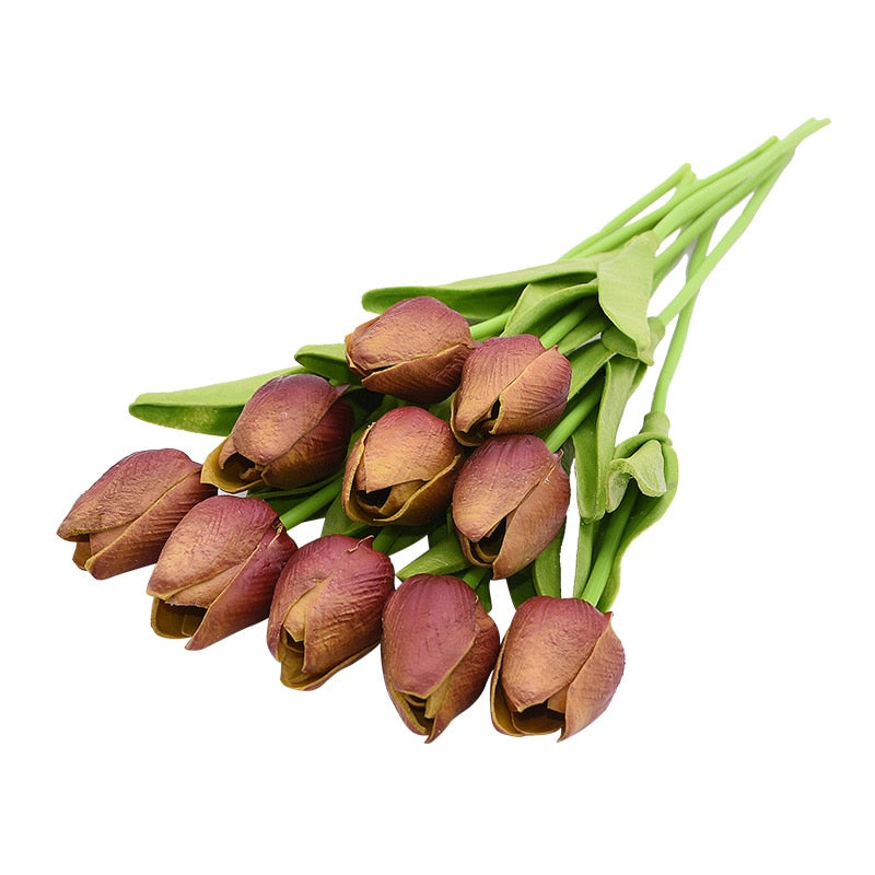 Skanto | Kunstig Blomsterbukett med Tulipaner, Dekorasjon (10 Stykker)