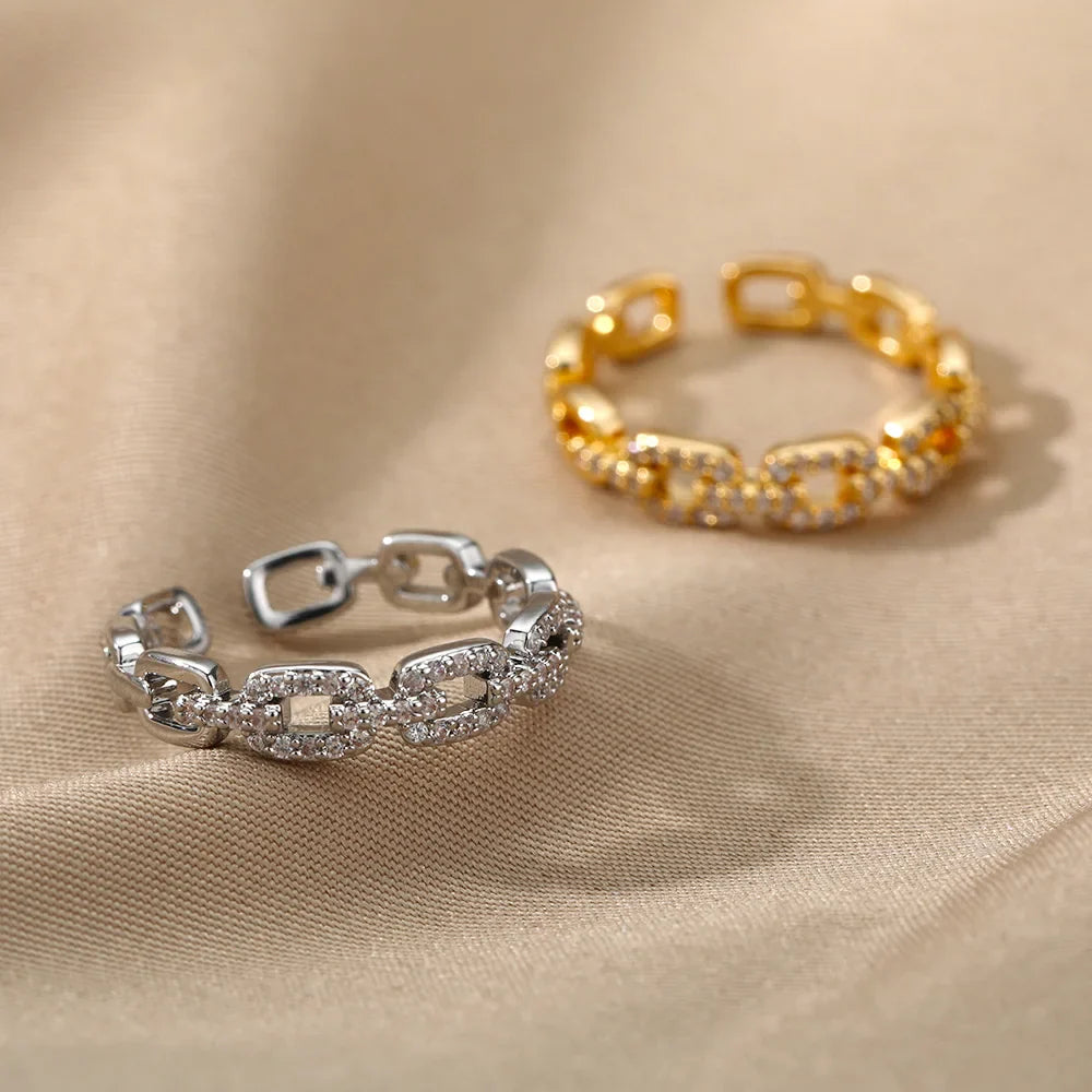 Skanto | Justerbar diamant lenke ring