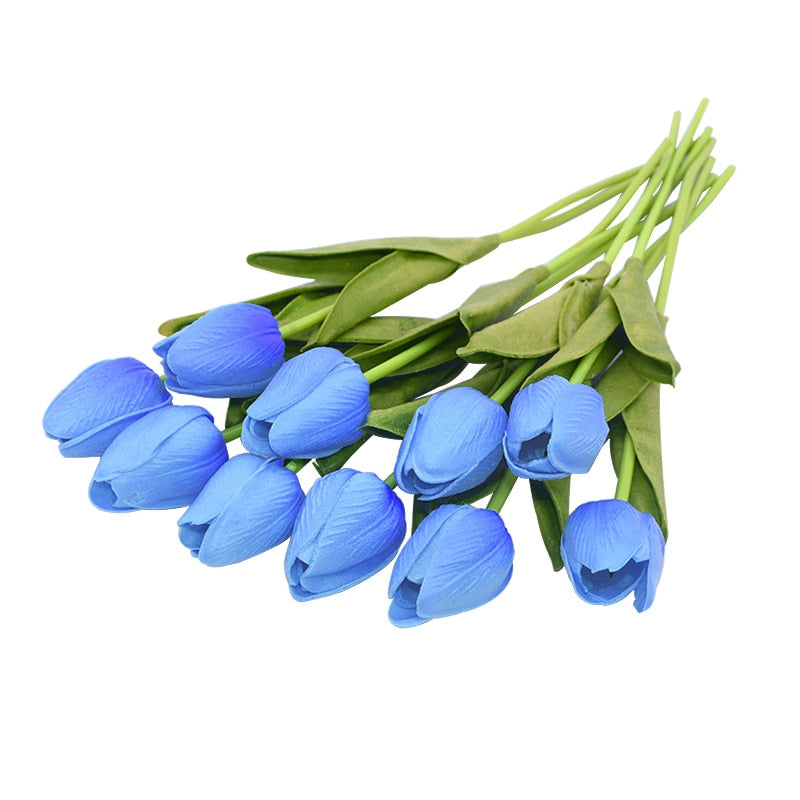 Skanto | Kunstig Blomsterbukett med Tulipaner, Dekorasjon (10 Stykker)