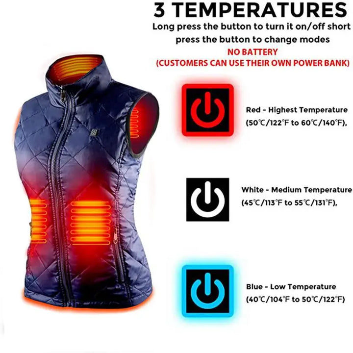 Skanto | ThermaBelle Kvinners Varmevest | USB oppvarmet vest med infrarød teknologi | Temperaturregulerende & lettvekt | Ideell for høst & vinter