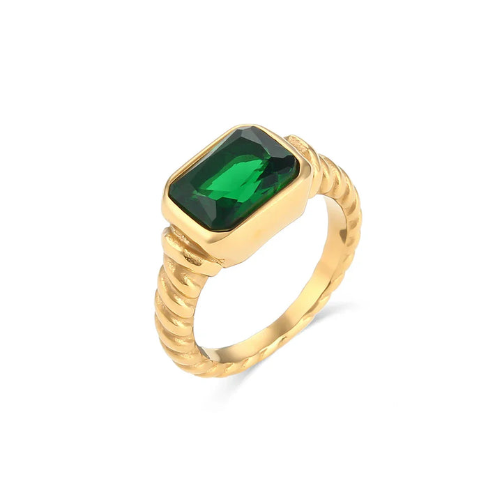 Skanto | Chunky Cross Striped Baguette Diamond Ring