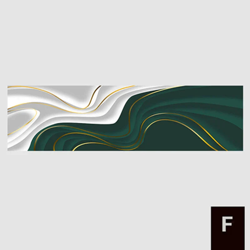 Modern Abstract Green Gray Gold Flowing Ribbon Wall Art Fine Art Canvas Prints Tall Format Pictures for Living Room Foyer Staircase Wall Decor | Skanto
