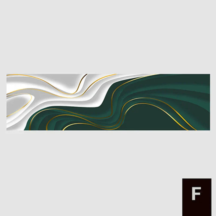 Modern Abstract Green Gray Gold Flowing Ribbon Wall Art Fine Art Canvas Prints Tall Format Pictures for Living Room Foyer Staircase Wall Decor | Skanto