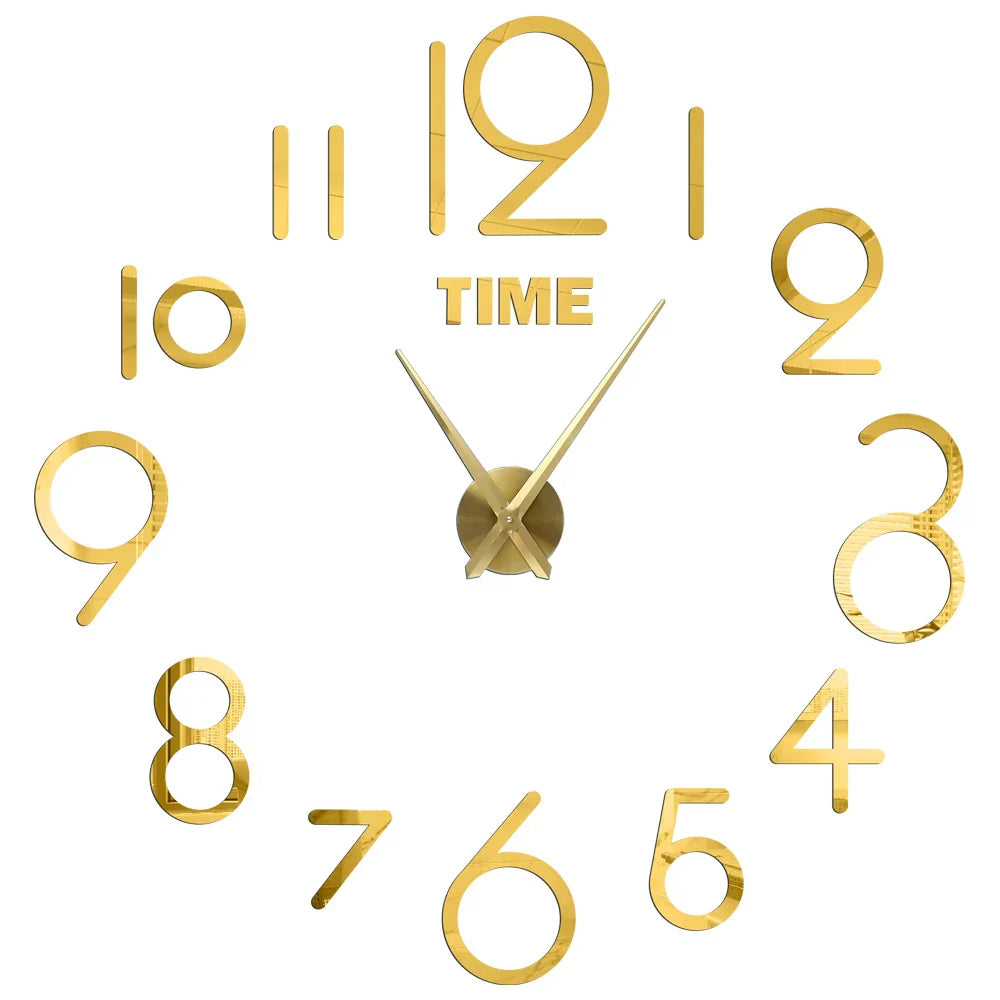 Large DIY 3D Mirror Acrylic Wall Clock for Kitchen, Dining Room, Living Room | Skanto