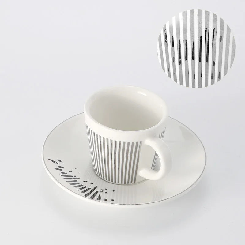 Skanto | Kreativ dynamisk SLR kopp Leopard anamorfisk zebra kopp Luycho kaffe te kopp sett med underlag 90ml-225ml