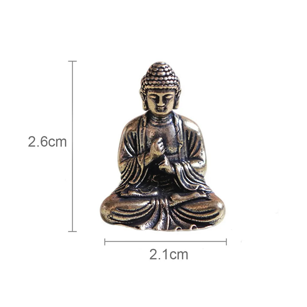 Skanto | 10 deler mini messing sitte Buddha statue figur for reise buddhisme tilbedelse hjem kontor skrivebordsdekorasjon