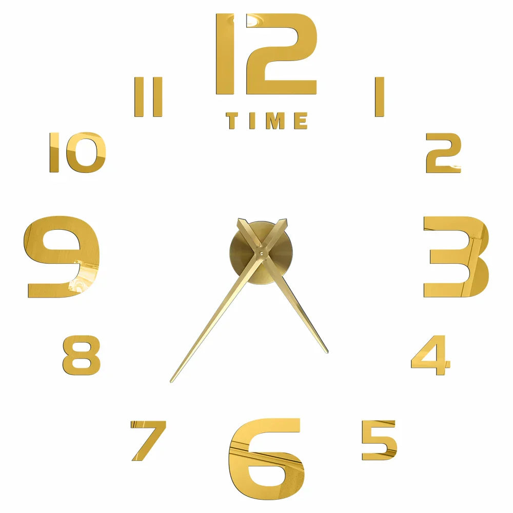 Large DIY 3D Mirror Acrylic Wall Clock for Kitchen, Dining Room, Living Room | Skanto