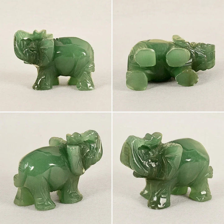 Skanto | Grønn Aventurin Jade Stein Elefant Statue