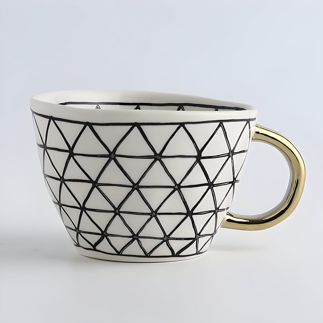 Keramikkopp med geometrisk design – Stilig og moderne | Ideell for kaffe eller te | Skanto