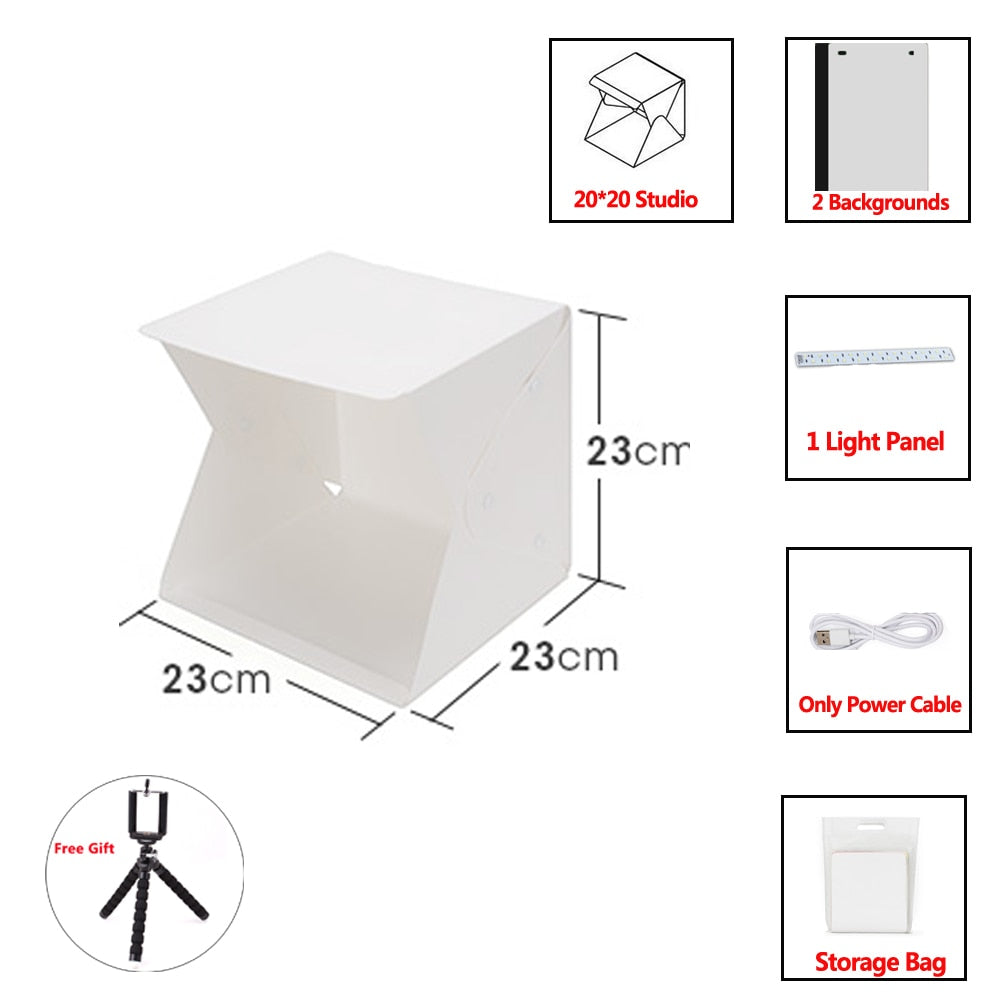 Mini Fotostudio - Sammenleggbart Lightbox med LED | Skanto