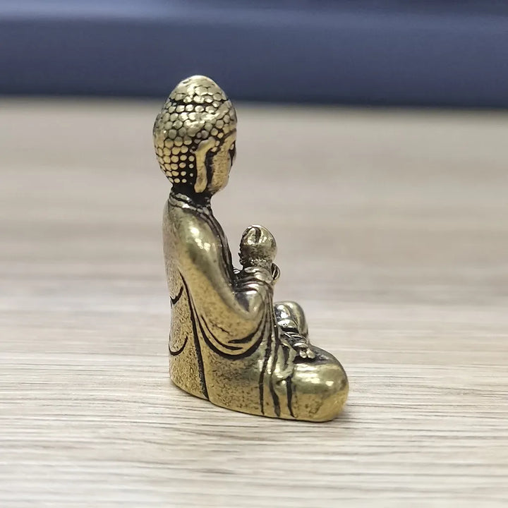Skanto | 10 deler mini messing sitte Buddha statue figur for reise buddhisme tilbedelse hjem kontor skrivebordsdekorasjon
