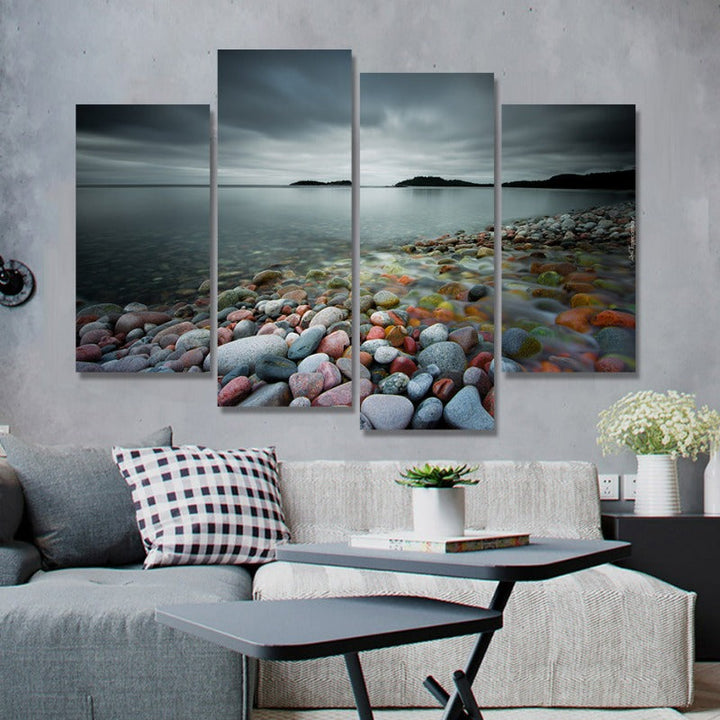 Abstrakt Moderne Flerestein Landskap-Canvas Veggkunst Maleri 4 Deler | Skanto