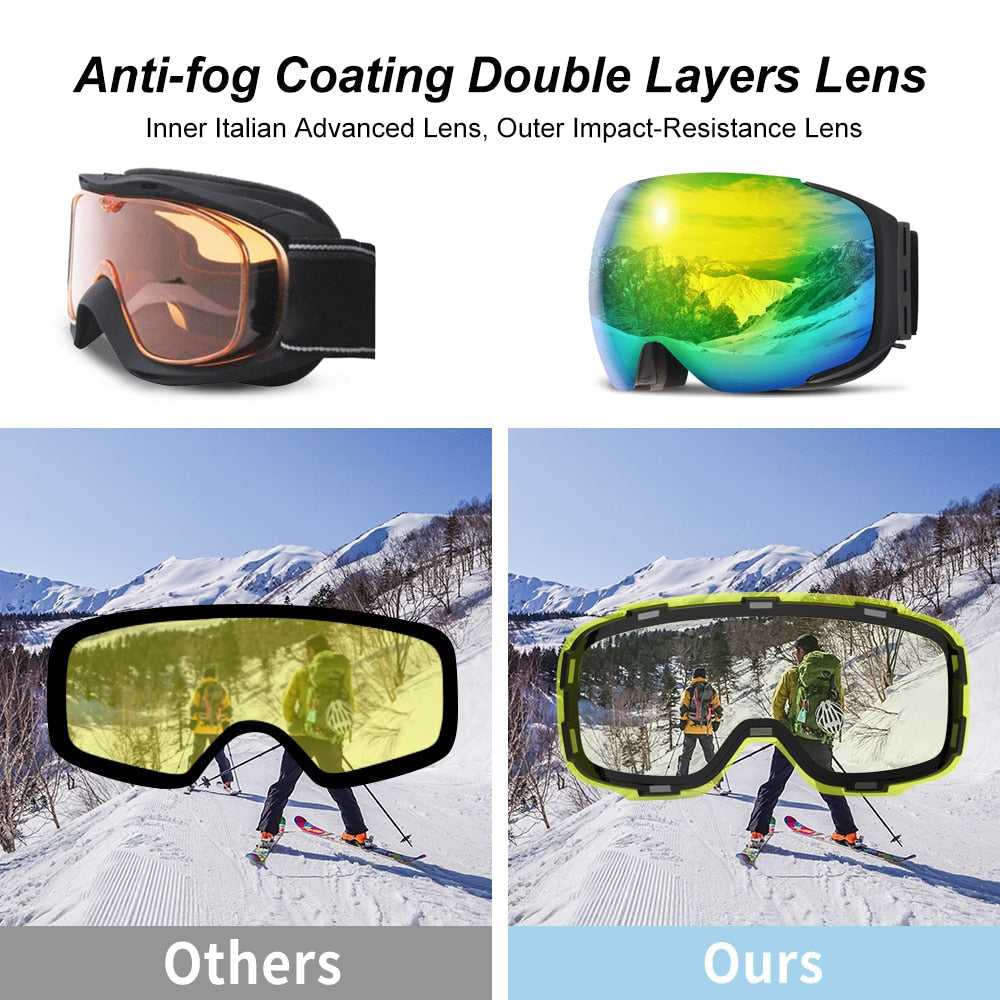 Magnetisk UV-beskyttelse anti-dugg ski goggles | Skanto