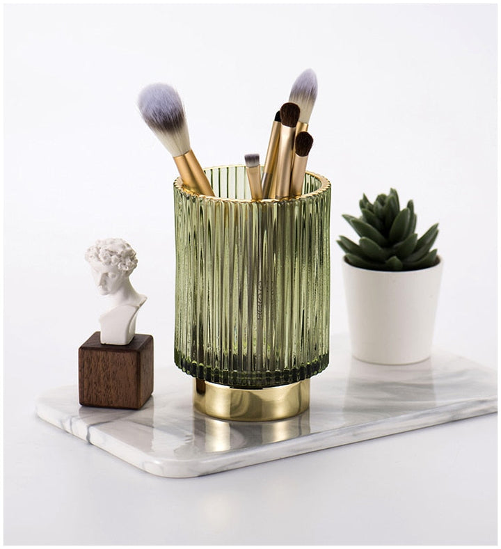 Skanto | Elise Gullfolie Glass Makeup Halter & Organizer