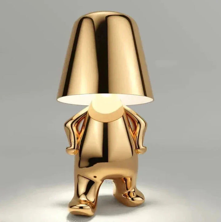 Skanto | Golden Man LED Tenke Bordlampe – Leken Nattbordlampe for Soverom & Dekor